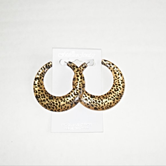 NEW Acrylic Leopard Hoops Nickel & Lead Free - Picture 3 of 3